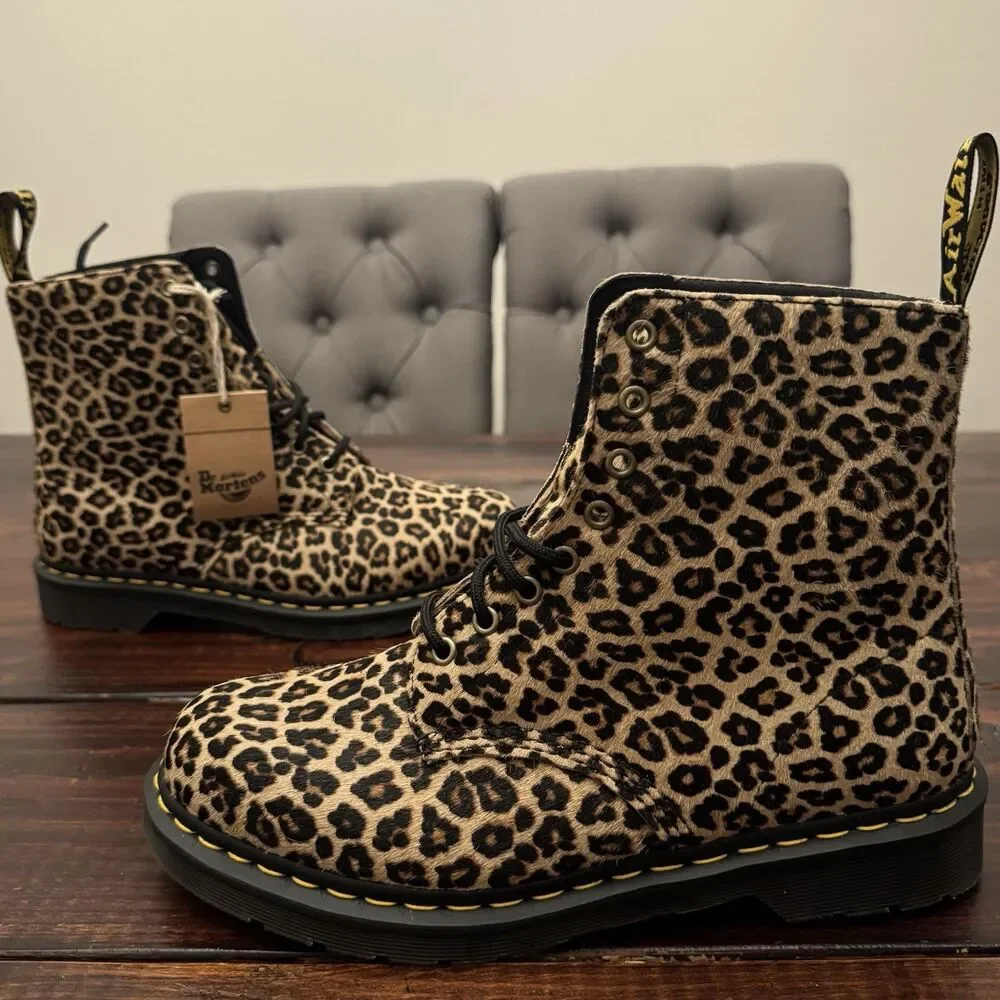 Dr Martens 1460 Pascal Leopard Hair On Leather Boots